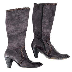 BLAY Gray Leather Knee High Boots Size 38